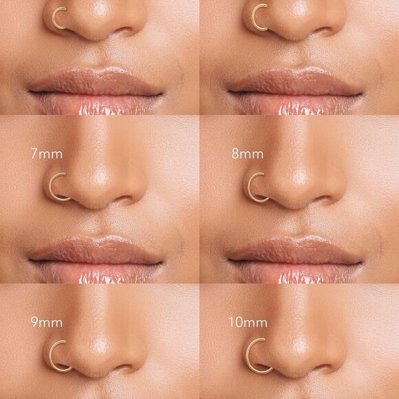 Triple Sided Micro Gem Nose Hoop Ring - Implant Grade Titanium With Sparkling CZ - Picture 8 of 8